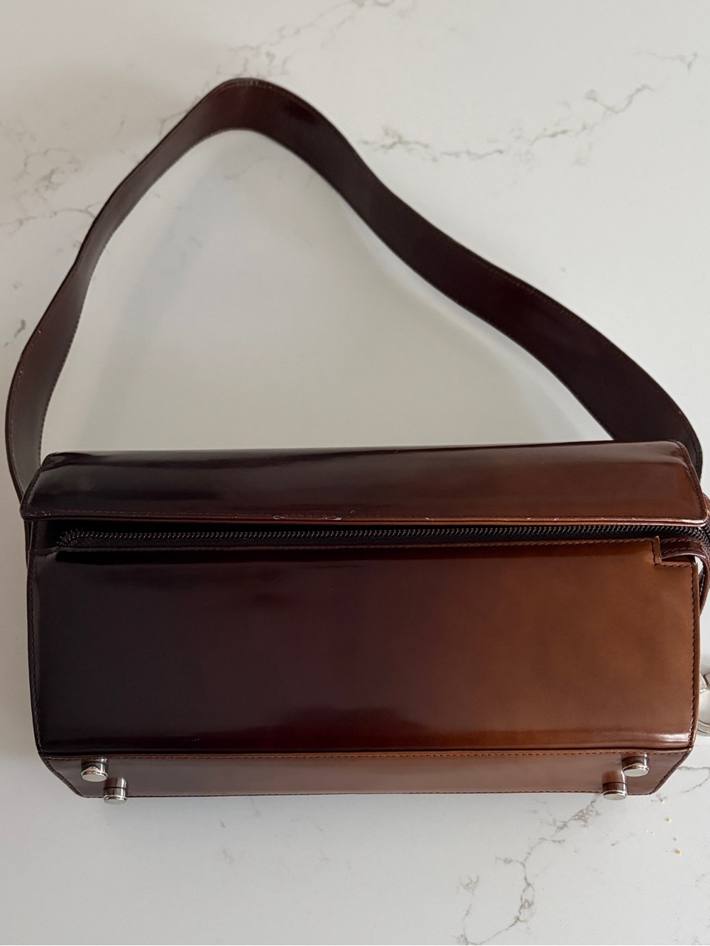 Vintage Salvatore Ferragamo Brown Ombré Leather Shoulder Bag - Picture 4 of 9